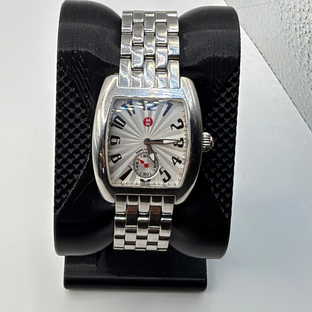 Michele Mini Urban Watch Women Silver Tonneau Swiss Quartz MW02A00 Luxury